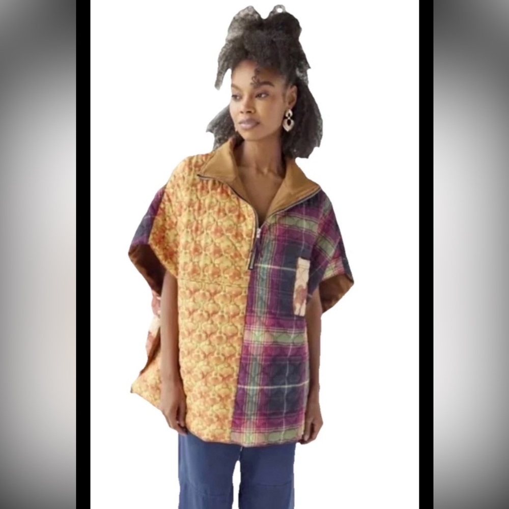 Urban Outfitters Quilted Patchwork Puffer Poncho one size fits all